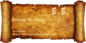 Balog Britta névjegykártya